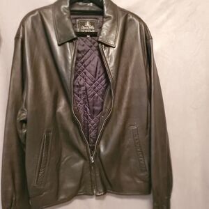 Italian Lambskin Car Coat Men 46  Black Leather Jacket Sax 5 Ave